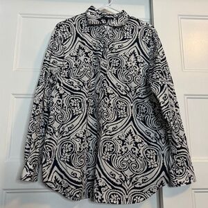 Lands' End Italian Cotten Half Button Up Shirt Size 18